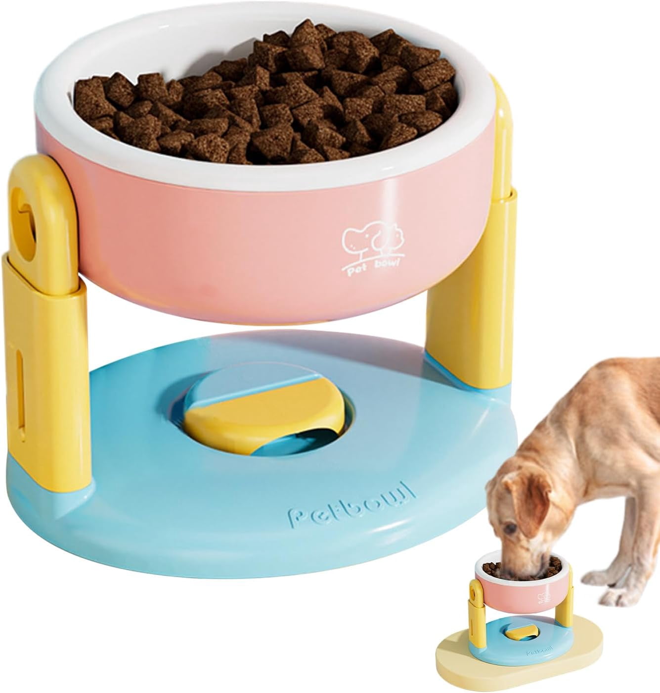 Adjustable Height Raised Pet Bowl with Suction Cups, Elevated Cat & Dog Feeding Dish for Small, Medium & Large Breeds, Non-Slip Stand for Indoor/Outdoor Use, Kitchen & Home Pet Supplies(1PCS,Pink,C)