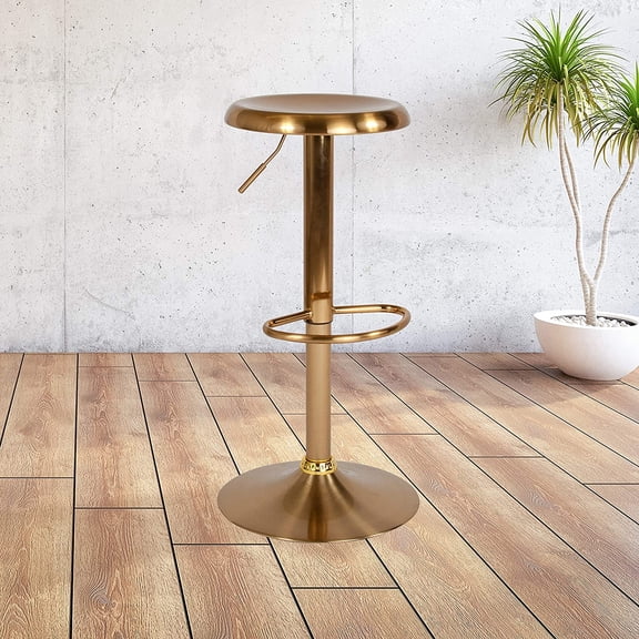 Adjustable Height Retro Barstool in Gold Finish