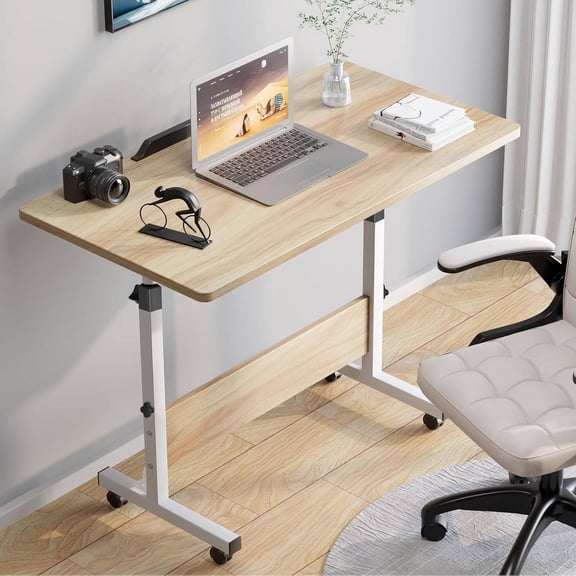Adjustable Height Rolling Laptop Desk with Wheels, Foldable Standing Desk for Home Office