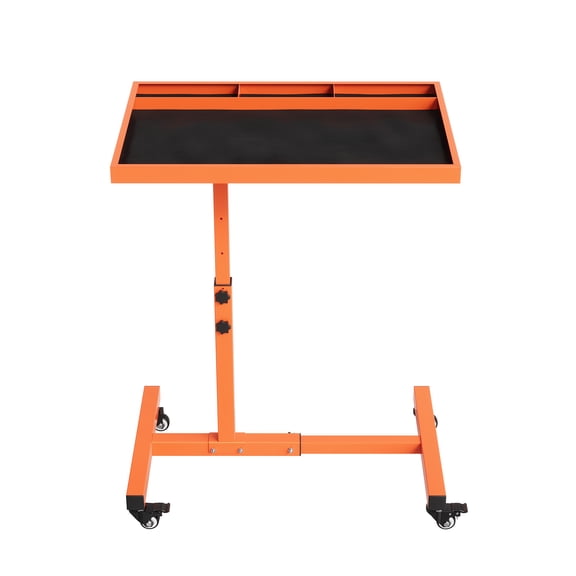 Adjustable Height Rolling Work Table with Wheels, 220 LBS Load Capacity Mobile Tool Tray, Metal Utility Workbench for Garage, Repair Shop, DIY Projects