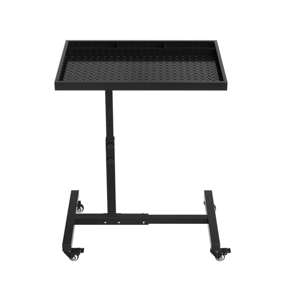 Adjustable Height Rolling Work Table with Wheels, 220 LBS Load Capacity Mobile Tool Tray, Metal Utility Workbench for Garage, Repair Shop, DIY Projects