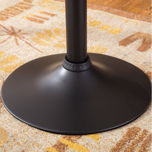 Adjustable Height Round Bar Table with Black Top and Metal Base, Space Saving Cocktail Table for Living Room, 24 Inch Diameter, MDF and Metal
