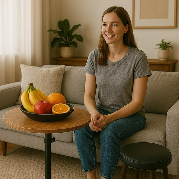 Adjustable Height Round Table 15.75inch Small Dining Table for Pub Bistro Cafe