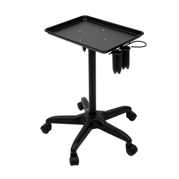 Adjustable Height Salon Trolley on Wheels - Aluminum Medical Cart with 2 Cups and Metal Loop,Capacity About 13.23lbs,Adjustable Height 25.2-42.52inch, for Beauty, Spa, Tattoo