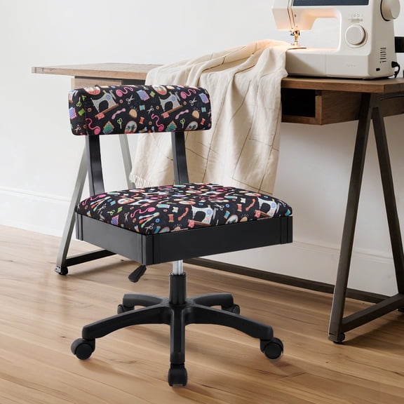 Adjustable Height Sewing Chairs, Crafting Chair with Wheels, Back Support, and Under Seat Storage - Perfect for Your Craft Room Furniture and Sewing Machines