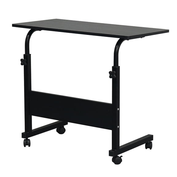 Adjustable Height Side Table with Removable Divider Panel, 31.5 Inch Black Chipboard & Steel End Table/Nightstand for Living Room, Bedroom, Office