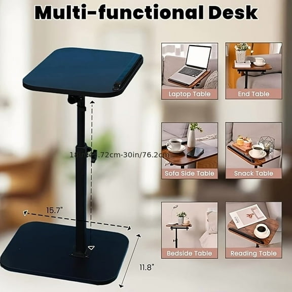 Adjustable Height Sofa Side Table with Iron Frame - Portable Coffee & Office Table for Indoor/Outdoor Use, Bathtub Side, Bedroom Bedside & Small Spaces