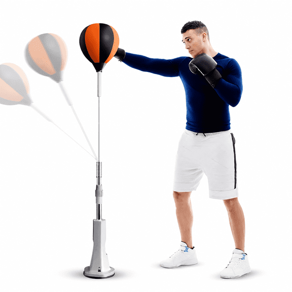 Boxing Punching Bag with Adjustable Height, Thickened PU, Silent Suction Cup Base for Home Training