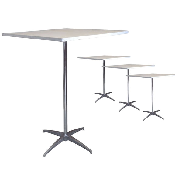 Adjustable Height Square Wood Bistro Bar Pub Table, Clear Finish, 30 in, 4 Pack