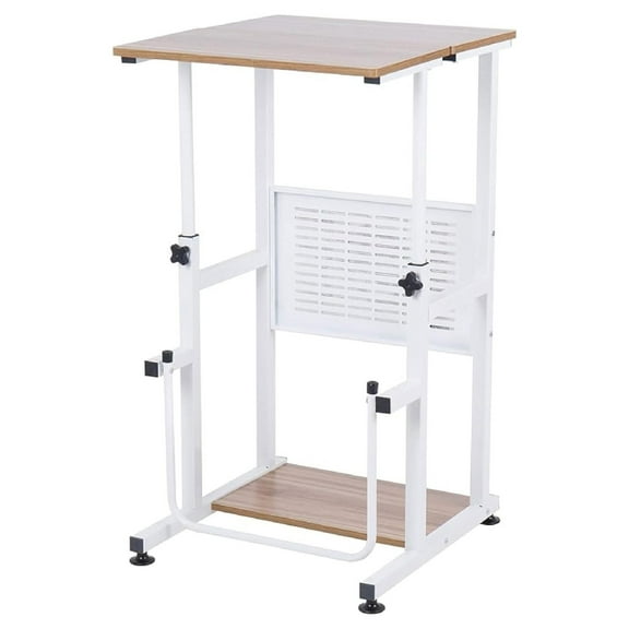 Adjustable-Height Standing Desk, 2-Mode Modern Standing and Sitting Desk, Light Grain