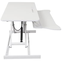 Adjustable Height Standing Desk Converter, Sit to Stand Workstation with Keyboard Tray, Ergonomic Laptop Riser with Gas Spring Lift, White