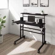 Harper & Bright Designs Adjustable Height Standing Desk Sit Stand Up Desk Workstation 35 Inch with Moveable Shelf for Office Home, Black