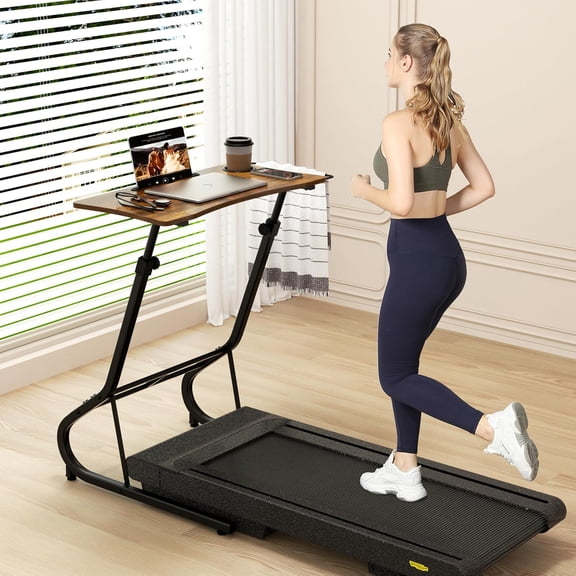 Adjustable Height Standing Desk for Walking Pad Treadmill, Desk for Laptop with Cup Holder, Desk for Bike/Cycling, Used for Bedrooms and Offices (Rustic Brown)