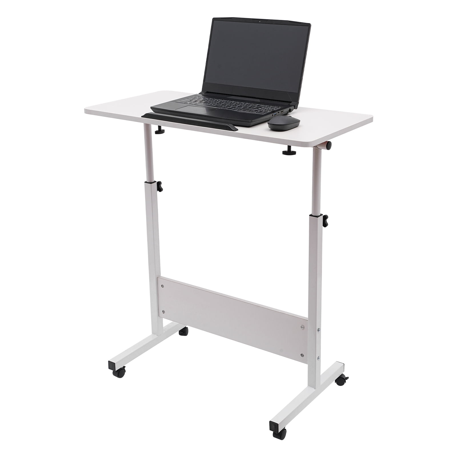 Adjustable Height Standing Desk, White Portable Rolling Computer Stand for Home & Office Study & Working , 32–47 in