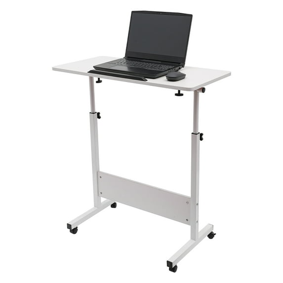 Adjustable Height Standing Desk, White Portable Rolling Computer Stand for Home & Office Study & Working , 32–47 in