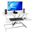 thumbnail image 1 of Adjustable Height Standing Laptop Desk Sit to Stand Workstation with Keyboard Tray Ergonomic Monitor Riser White, 1 of 10