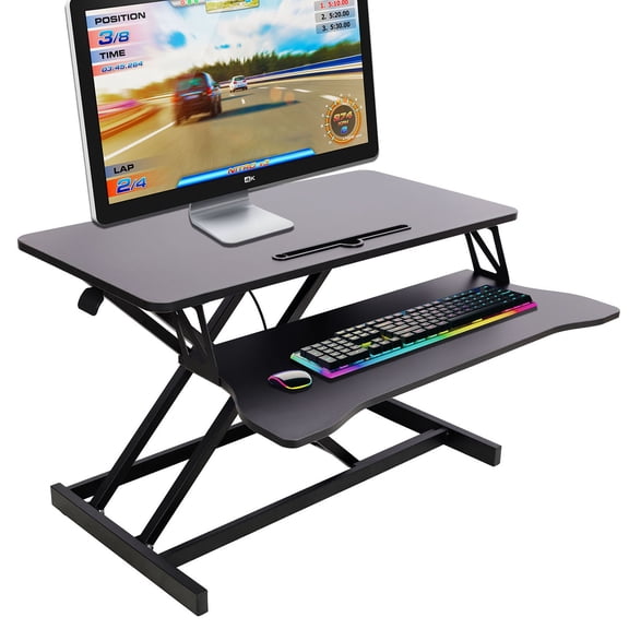 Adjustable Height Standing Laptop Desk in Black with Optional Keyboard Tray for Ergonomic Workstation Comfort