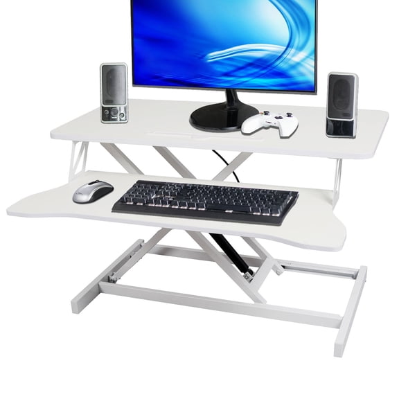Adjustable Height Standing Laptop Desk in Black with Optional Keyboard Tray for Ergonomic Workstation Comfort