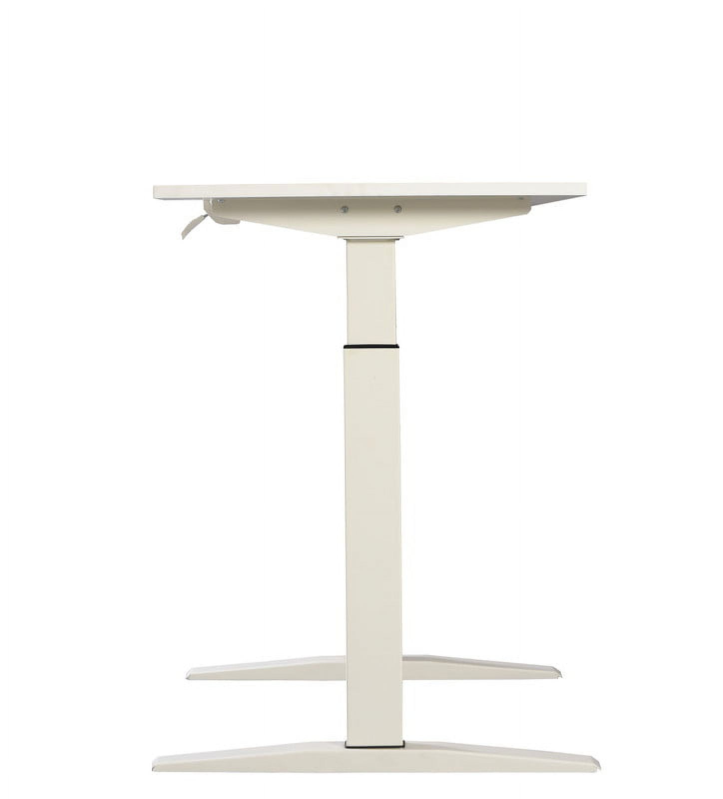 White Adjustable Height Standing Office Desk with Wood Top