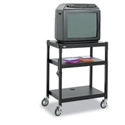 Adjustable-Height Steel AV Cart 27.25w x 18.25d x 28.5 to 36.5h, Black