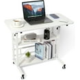 thumbnail image 1 of Adjustable Height Student Computer Desk, Mobile Portable Laptop Table for Home Office, 31.5" Small Spaces Standing Desk with Storage for Bedside Study Work Game on Wheels, 1 of 7
