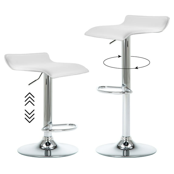 Adjustable Height Swivel Bar Stool Modern White Bar Chair,Set of 2