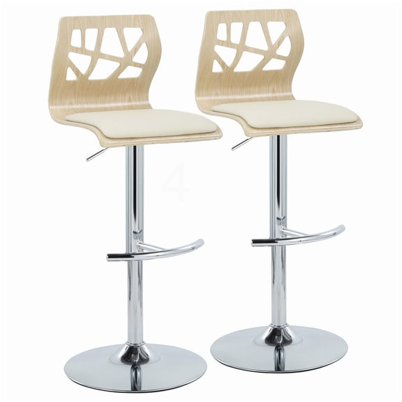 Adjustable Height Swivel Bar Stool Set, Chrome and Faux Leather Counter Stools for Kitchen