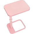 Small Industrial Computer Table Adjustable Height TV Tray Table with Rounded Metal Corners, Pink C ...