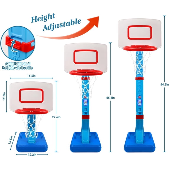 Adjustable Height Toddler Basketball Hoop for Kids - Portable Pool & Outdoor Basketball Goal
