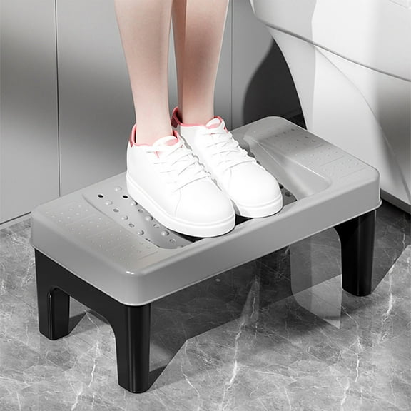Adjustable Height Toilet Step Stool | Squatting Stool for Better Posture | Foldable & Stackable Bathroom Footrest | Non-Slip Surface | 15.75x8.66x6.69 Inches | White, Gray, Blue Options