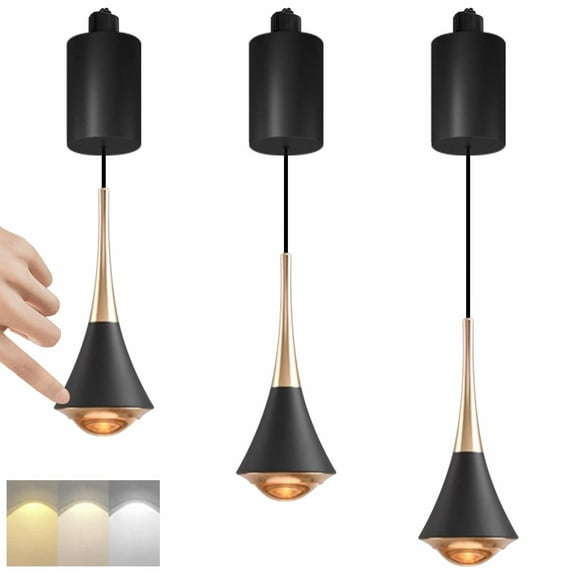 Adjustable Height Track Pendnat Light H-Type Retractable Lift Track Dimmable LED Manual Touch Dimmer Indoor Island Light Trumpet Accent 3 Colors Modern Downlight