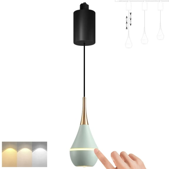 Adjustable Height Track Pendnat Light H-Type Retractable Lift Track Dimmable LED Touch Control Macaron Indoor Island Light Droplet Accent 3 Colors Modern Downlight