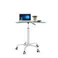thumbnail image 1 of Adjustable Height Transparent Tempered Glass Table Desk Table with Lockable Wheels(Adjustable Range 24.2 "~32.7 ") 60395, 1 of 9