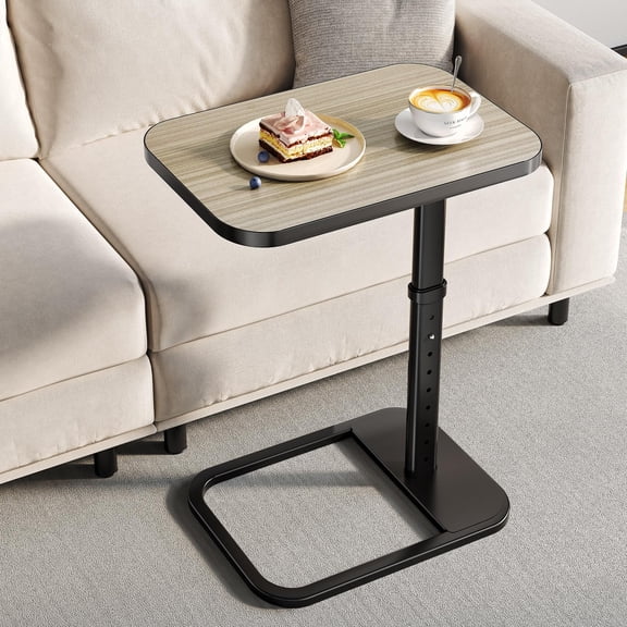 Adjustable Height Tv Tray Table With Bumper Rounded Corner Design & Flip-top Side For Bedroom Living Room Bathroom And Study End Eating Dinner Or Laptop Gray