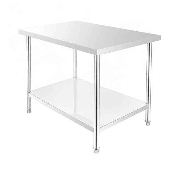Adjustable Height Utility Workbench, Stainless Steel Food Prep Table, 48"x30", 920 lbs Max Load, Anti-Corrosion Solid Desktop Worktable for Restaurant, Catering Shop, Garage, Workshop