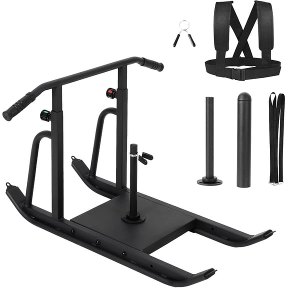 Adjustable Height Weight Sled for Strength & Speed Training – Heavy-Duty Push Pull Sled, Ideal for Football, Fitness, Running – Fits 1" & 2" Plates – Home or Outdoor Workout Equipment – Black