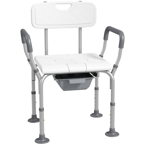 Adjustable Height, Wide Seat Design | Used in Shower or as Commode, Accommodates Diverse Needs