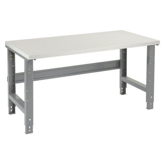Adjustable Height Workbench C-Channel Leg, 72"W x 36"D, 1-5/8" Plastic Laminate Square Edge, Gray