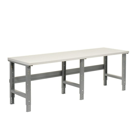 Adjustable Height Workbench C-Channel Leg, 96"W x 36"D, 1-5/8" Plastic Laminate Square Edge, Gray