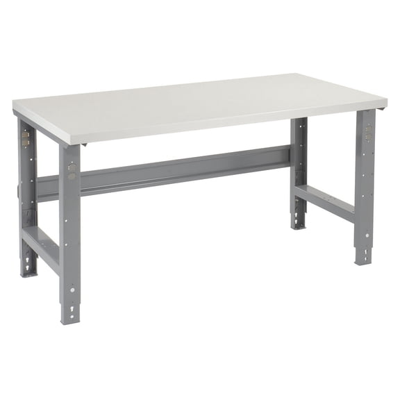 Adjustable Height Workbench C-Channel Leg, Plastic Laminate Square Edge, 60"W x 30"D, Gray