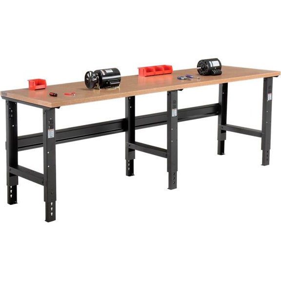 Adjustable Height Workbench with C-Channel Leg, Shop Top Square Edge - Black - 96 x 30 in.