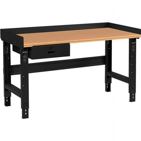 Adjustable Height Workbench with Drawer, Black - 60 x 30 in.