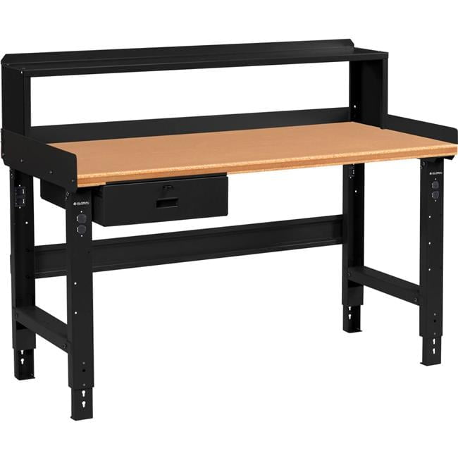 Adjustable Height Workbench with Drawer & Riser, Black - 72 x 30 in ...