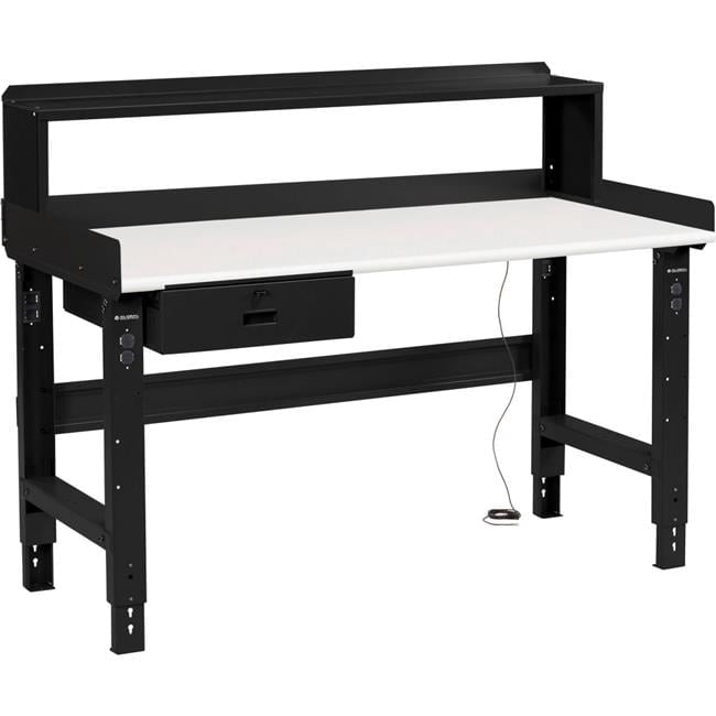 Service Riser Workbench Adjustable Height Workbench with Drawer & Riser, ESD Safety Edge Top ...