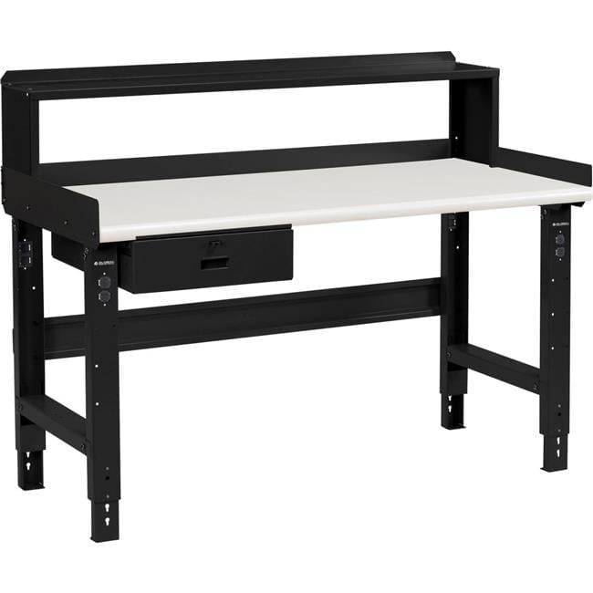 Adjustable Height Workbench with Drawer & Riser, Plastic Laminate ...