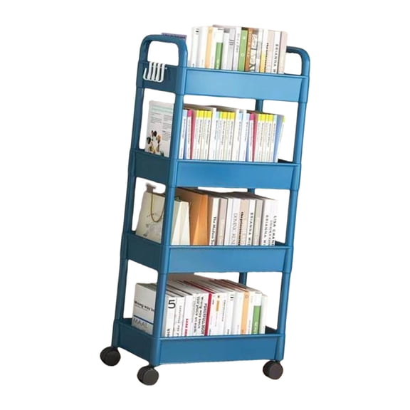 4 Tiers Snacks Holder Trolley with Wheels Space Saving Rolling Cart Adjustable Heights Storage Shelf for Camping