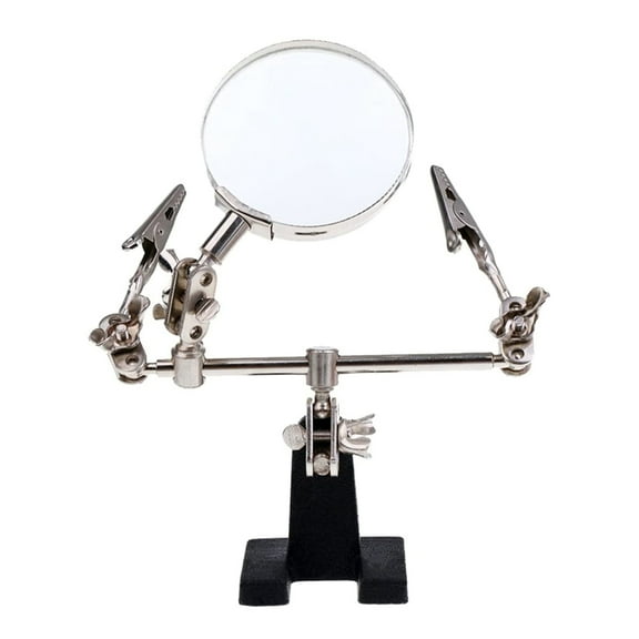 Adjustable Helping Hand Magnifier Magnifying Glass Jewelry Clamp Holder Stand 360 Degree Rotatable Lens with 2