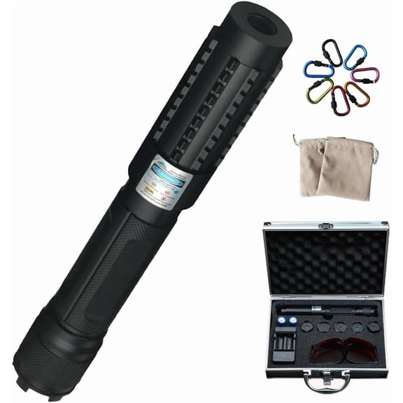 Adjustable High Power Blue Burning Light, Long Range Flashlight with Focus, Durable Aluminum Case for Camping, Hunting, Fishing & Outdoor Adventures
