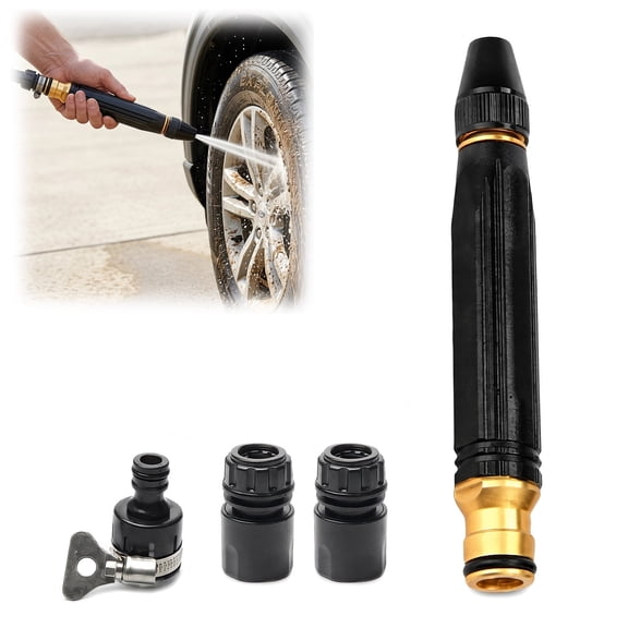 Adjustable High Pressure Jet Sweeper Hose Nozzle Heavy Duty Metal with Leak-Proof Design for Car Wash Lawn Patio Cleaning (1PCS)