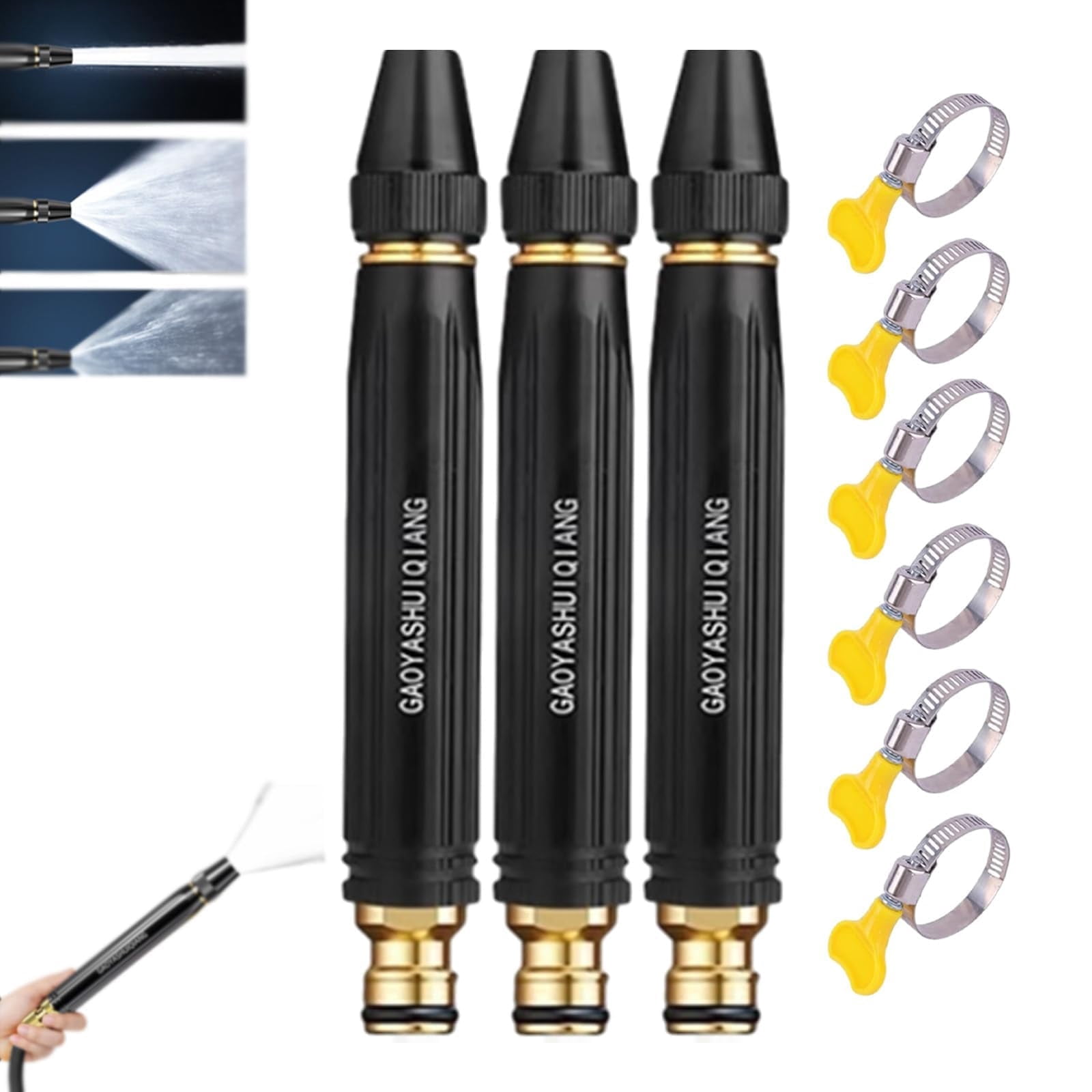 Adjustable High-Pressure Water Spray Nozzle for Car Washing & Garden Watering, Multifunctional Hose Sprayer Gun (3 pcs)